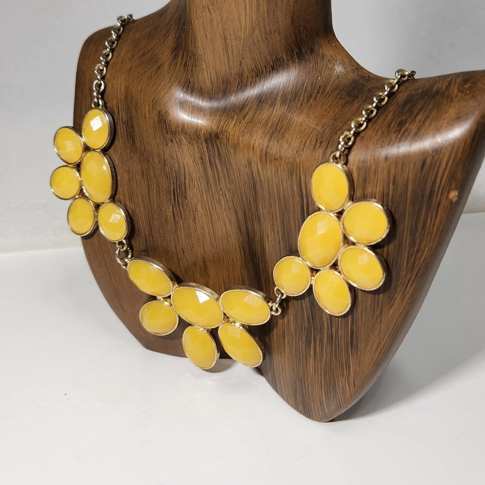Chicos Charming Charlie Statement Necklace Oval Faceted Cabochon Stones NOS